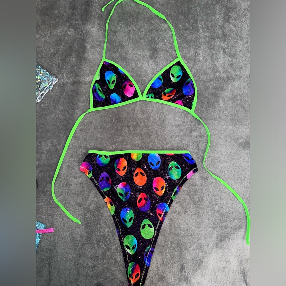 Custom made alien rave outfit